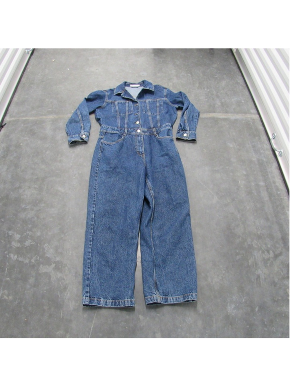 Zara Blue Denim Utility Jumpsuit Boiler Suit Women's Size XL